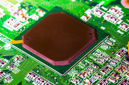 Computer chip electronic component mounted on the circuit board