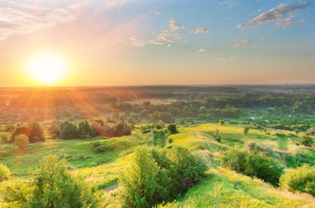 Beautiful sunrise early summer morning in good weatherの写真素材