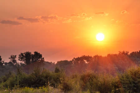 Beautiful sunrise early summer morning in good weatherの写真素材