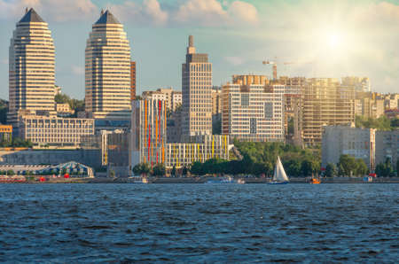 large buildings near the river summer dayの写真素材