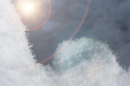 Drifts of the fresh fluffy snow fell on Christmas Eve. Natural winter backgroundの写真素材