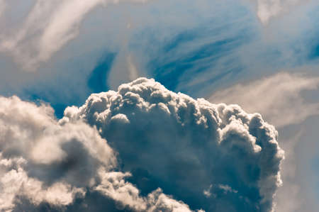 Dramatic Storm Clouds in the blue sky, natural backgroundの写真素材