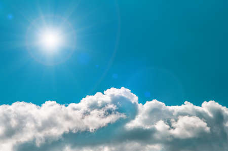 The clouds in the blue sky and sun, natural backgroundの写真素材