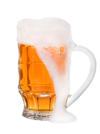 Light Beer in a glass isolated on white backgroundの写真素材