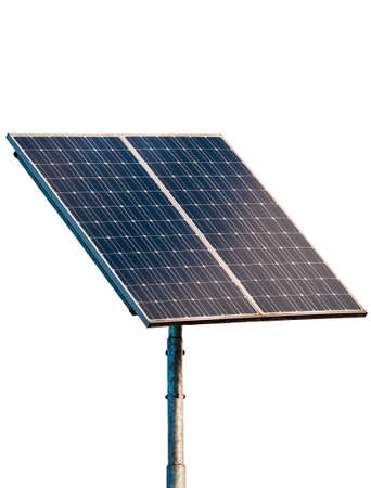 Solar panel isolated on white background, closeupの写真素材