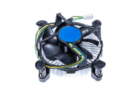 CPU cooler closeup isolated on a white background.の写真素材
