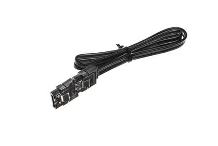 black computer interface cable SATA 6Gbs isolated on white background