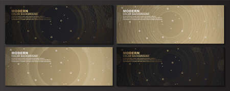 Luxury geometric golden and black banners setのイラスト素材
