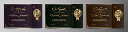 Luxury black and gold certificate with gold frame color.