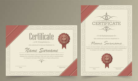 Certificate. Template diploma currency border. Award background Gift voucher. Vector illustration.のイラスト素材