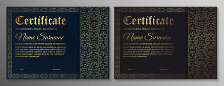 Luxury black and gold certificate with gold frame color.のイラスト素材