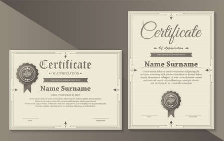Certificate. Template diploma currency border. Award background Gift voucher. Vector illustration.のイラスト素材