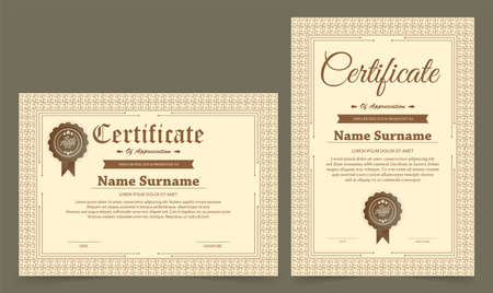 Certificate. Template diploma currency border. Award background Gift voucher. Vector illustration.のイラスト素材
