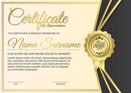 appreciation certificate best award diploma set.のイラスト素材