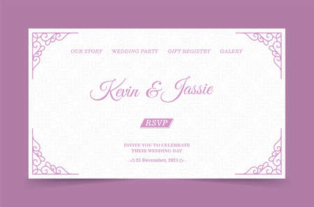 Pink soft wedding landing pageのイラスト素材