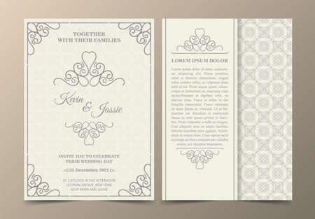 Vintage style vector design invitation card with a white backgroundのイラスト素材