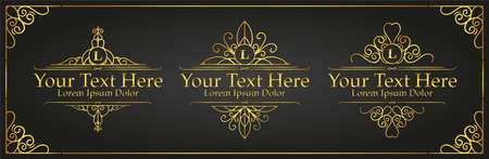 Luxury hotel label template. Trendy vintage royal ornament frames illustration.のイラスト素材