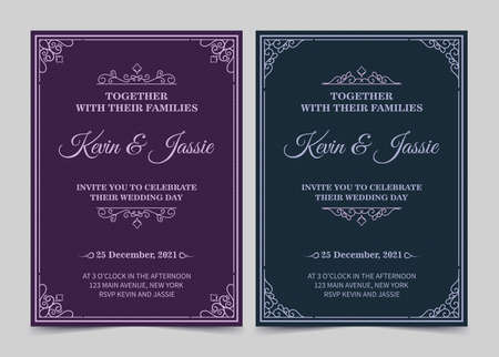 Elegant invitation card vector design vintage styleのイラスト素材