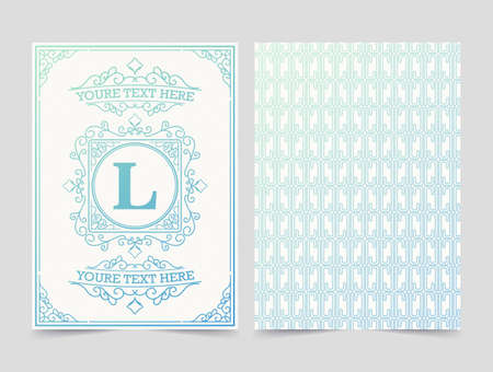 Modern Vintage ornament greeting card vector template.のイラスト素材