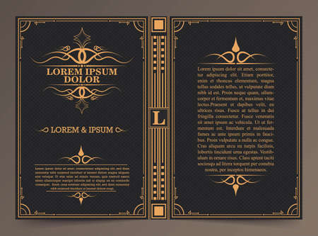 Vintage book layouts and design - covers and pages, classical rich frames, dividers, corners, borders, luxury ornaments and decorations, beautiful pages templates for creative designのイラスト素材