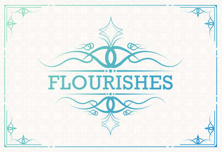 Vintage flourishes ornament swirls lines frame template vector illustration.のイラスト素材