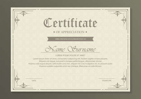 Certificate. Template diploma currency border. Award background Gift voucher. Vector illustration.のイラスト素材