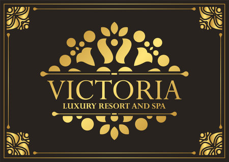 Luxury hotel label template. Trendy vintage royal ornament frames illustration.のイラスト素材