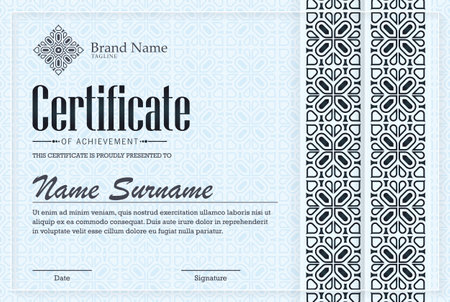 achievement certificate border style diplomaのイラスト素材