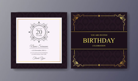 Elegant purple Birthday Invitation Templateのイラスト素材