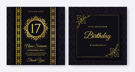 ornament pattern style elegant birthday invitationのイラスト素材