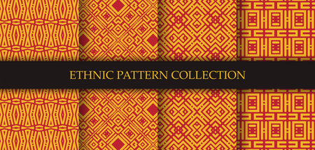 Collection of seamless ornamental ethnic patternsのイラスト素材