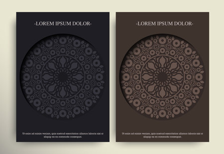 flat color mandala cover collectionのイラスト素材