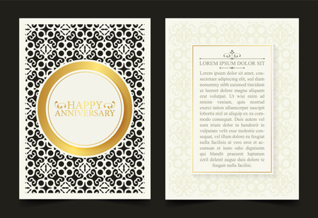 Gold and white Happy Birthday cover cutのイラスト素材