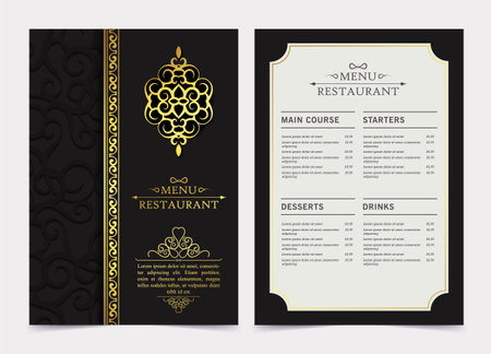 Luxury dark restaurant menu with ornamentのイラスト素材