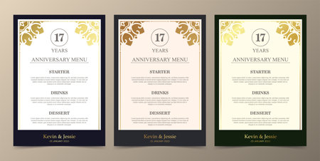 17th anniversary menu design templateのイラスト素材