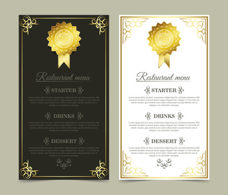 Luxury Menu Layout with Ornamental Elements.のイラスト素材