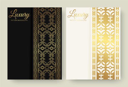 Luxury gold border pattern cover templateのイラスト素材