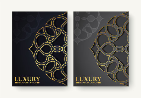 gold ornament pattern cover templateのイラスト素材