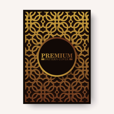 cover of elegant pattern motif in gold colorのイラスト素材