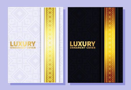 luxury ornament pattern book cover collectionのイラスト素材