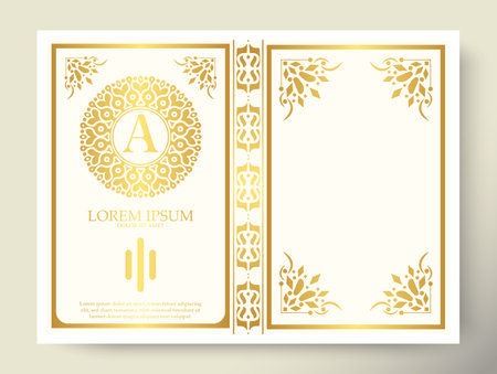 Gold vintage cover with frame ornamentのイラスト素材