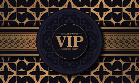 luxury dark vip card in ornament textureのイラスト素材