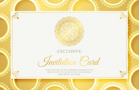 mandala style luxury white invitation cardのイラスト素材
