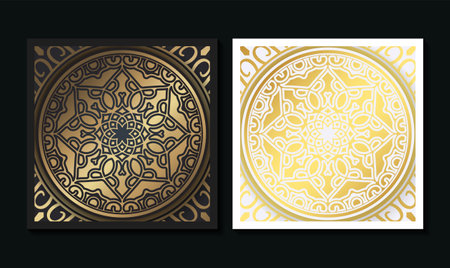 Luxury mandala decorative card in gold colorのイラスト素材