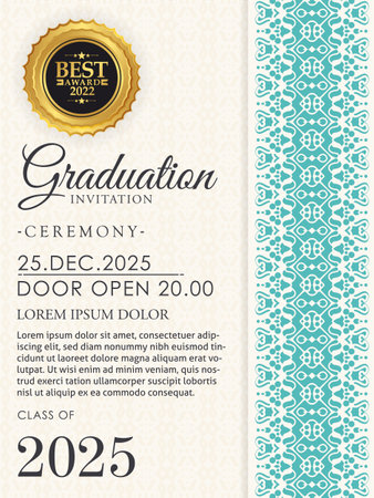 graduation invitation with ornament templateのイラスト素材