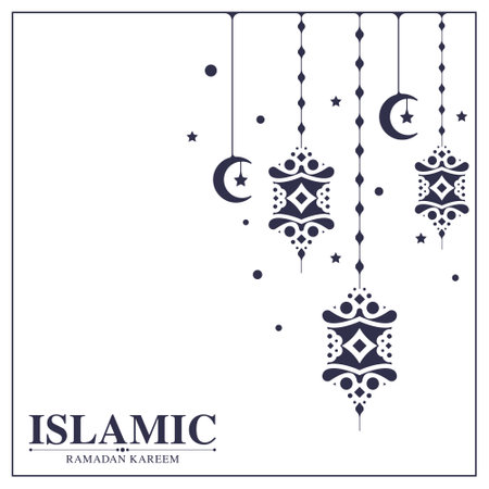 ramadan kareem background flat line styleのイラスト素材