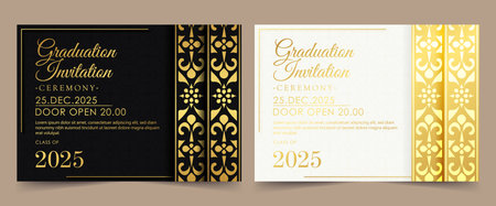 Elegant graduation invitation template with ornamentのイラスト素材