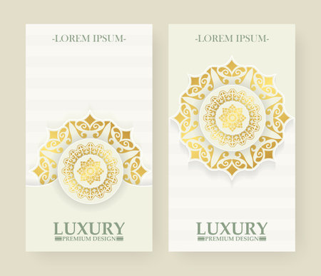 Luxury white background mandala cardのイラスト素材