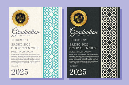 graduation invitation with ornament templateのイラスト素材