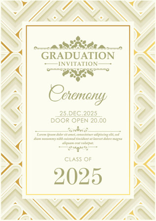 Elegant graduation invitation template with ornamental borderのイラスト素材